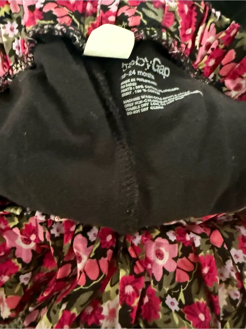 GAP Black Leggings with Pink Floral Ruffle Skirt